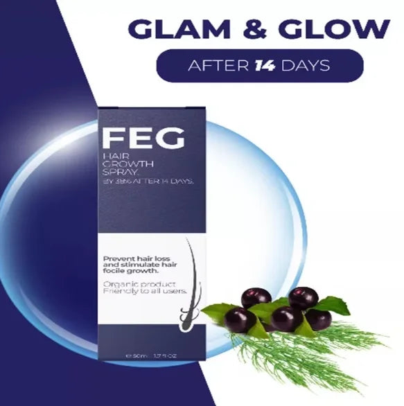 FEG Hair Growth Spray + Derma Rolller Gift For Both Men and Women